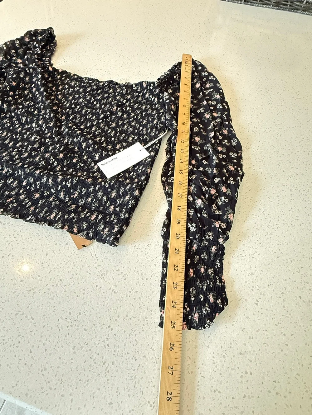 Reformation Pinto Top Square Neck Smocked Bodice Puff Full Floral Sleeve NEW 2X